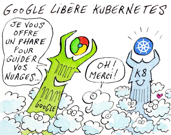 Dessin: Google donne les clés de Kubernetes à la CNCF